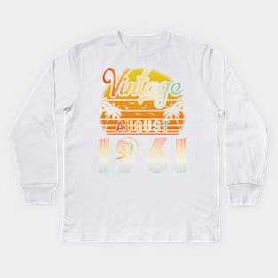 Summer Vintage August 1961 Happy Birthday 59 Years Old To Me Papa Daddy Brother Uncle Son Cousin Kids Long Sleeve T-Shirt